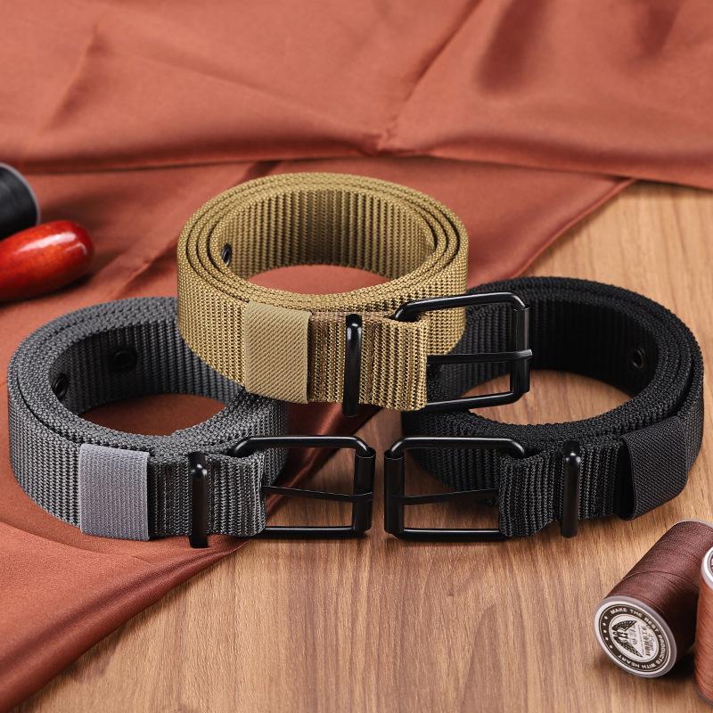 Leatherwork Eyelets - メンズベルト 穴あきキャンバス ピンバックル レザーベルト アウトドアスポーツベルト レディース