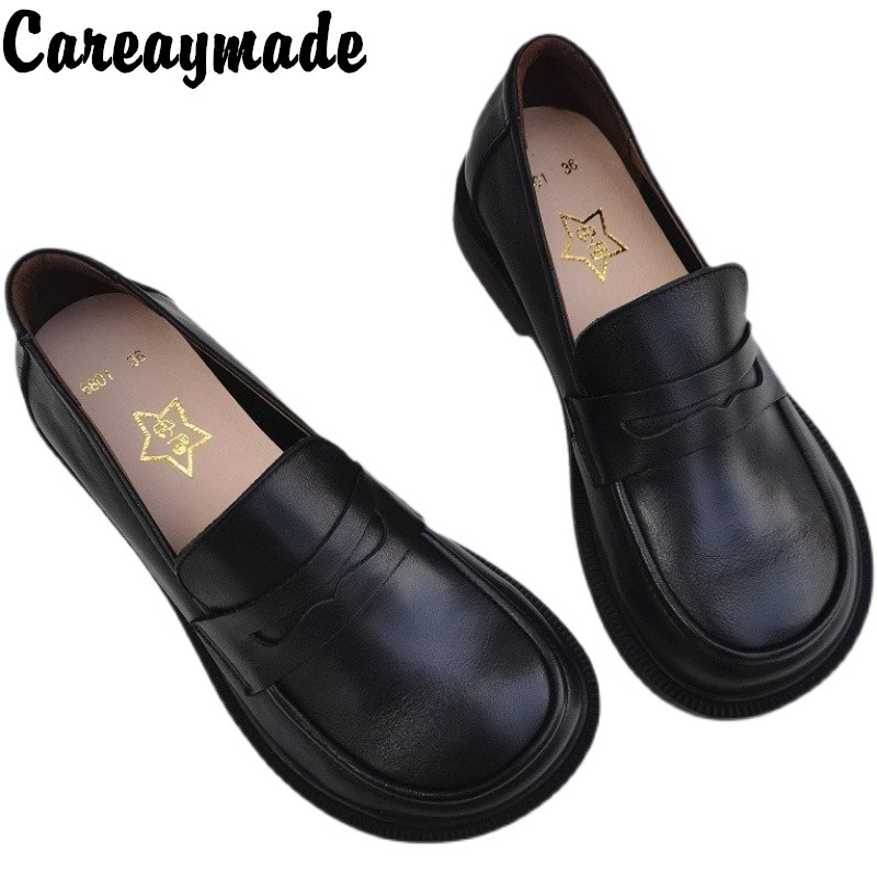 Leather Work Women Shoes - Cauaymade-カジュアルなオックスフォードの靴,男性用の牛革レザーの靴,春と秋の大型靴