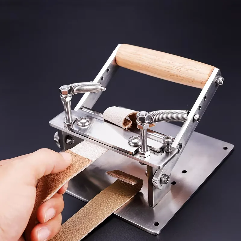 Skiver Leather Thin - 木製ハンドル付き手動革漉き機、スカイバーブレードキット、作業台用木工クラフト精密剥離分割ツール
