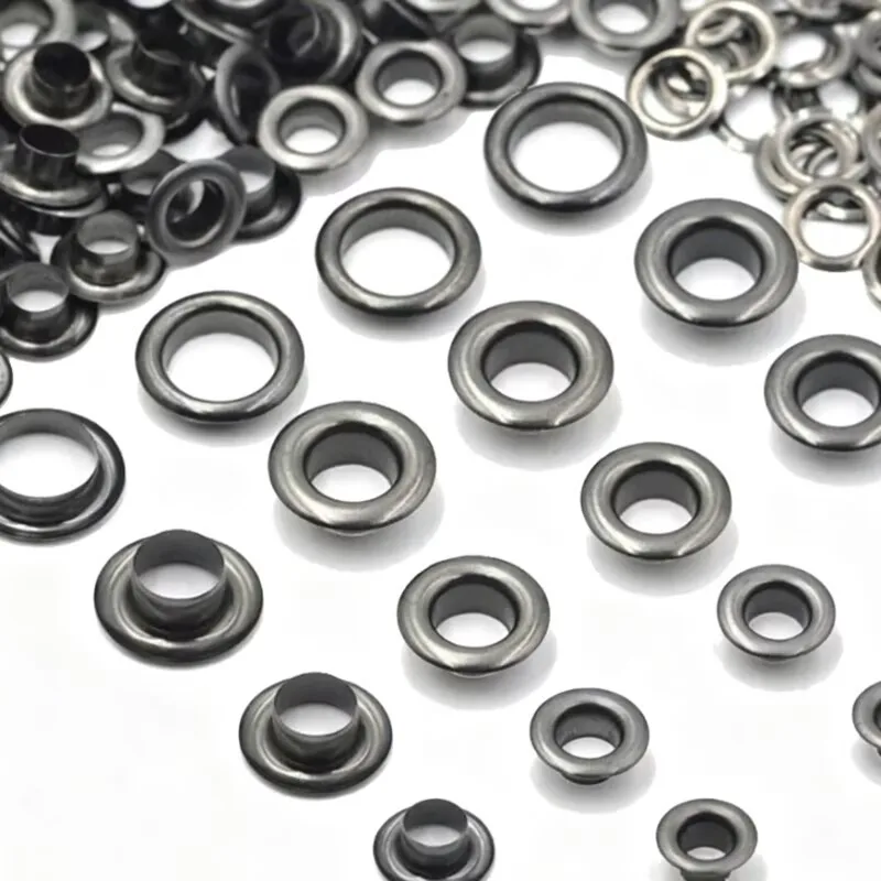 Leatherwork Eyelets - 100セットメタルアイレットグロメットリングキット、衣類、靴修理、スクラップブッキング、バッグ、革工芸、縫製アクセサリー、黒色