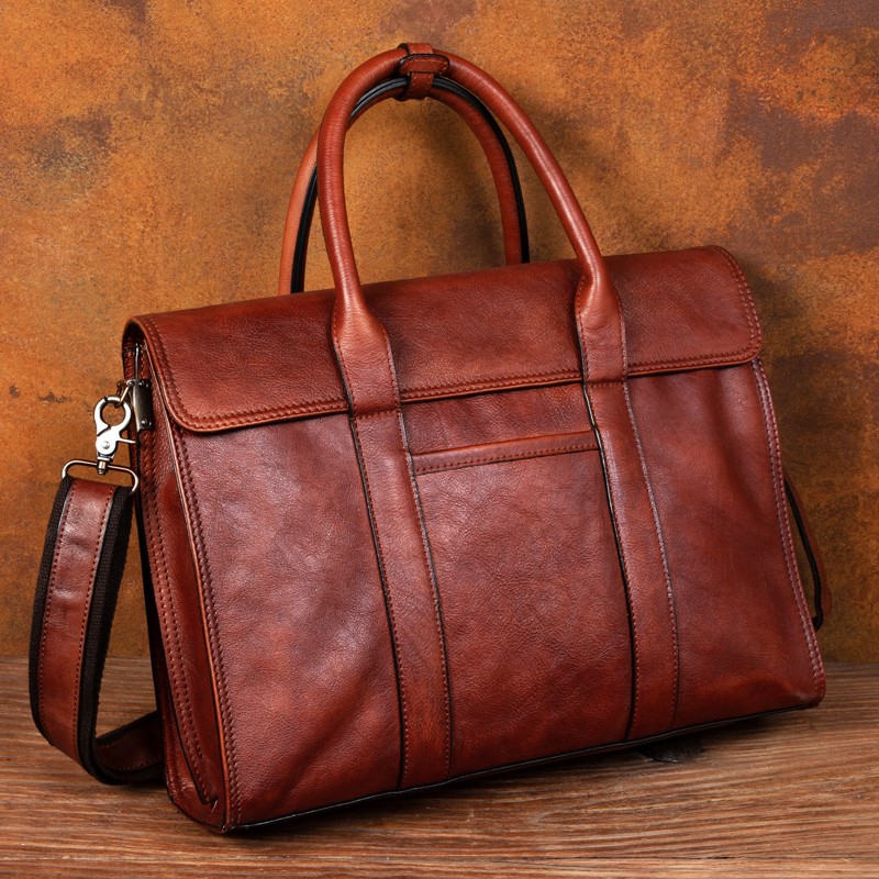 Leather Work Handbag - ベジタブルタンニンなめし革ハンドバッグメンズメッセンジャーバッグブリーフケースレザーショルダーメッセンジャーバッグカジュアルメンズバッグ