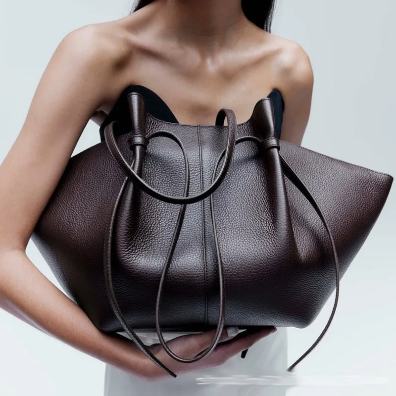 Leather Work Handbag - 女性用レザーショルダーバッグ、餃子型ハンドバッグ、ホーボーハンドバッグ、大容量トートバッグ、通勤、仕事、カジュアル、クロスボディ、サッチェルバッグ