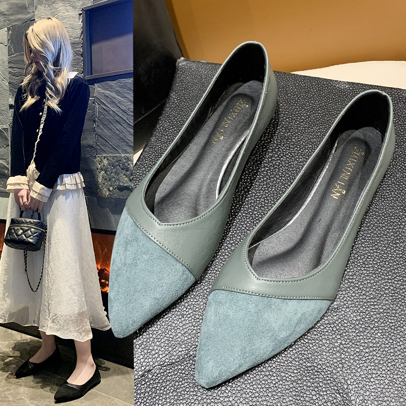 Leather Work Women Shoes - レディース向けフラットブラックレザーシューズ 秋向け万能ローヒールスリッポンワークシューズ
