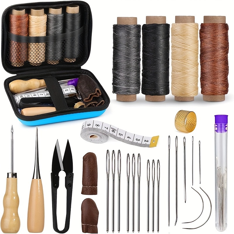 Leatherwork Needles - [革作業キット] 革縫製キット、大きな目針、ワックス糸、革張り修理キット、革作業ツール