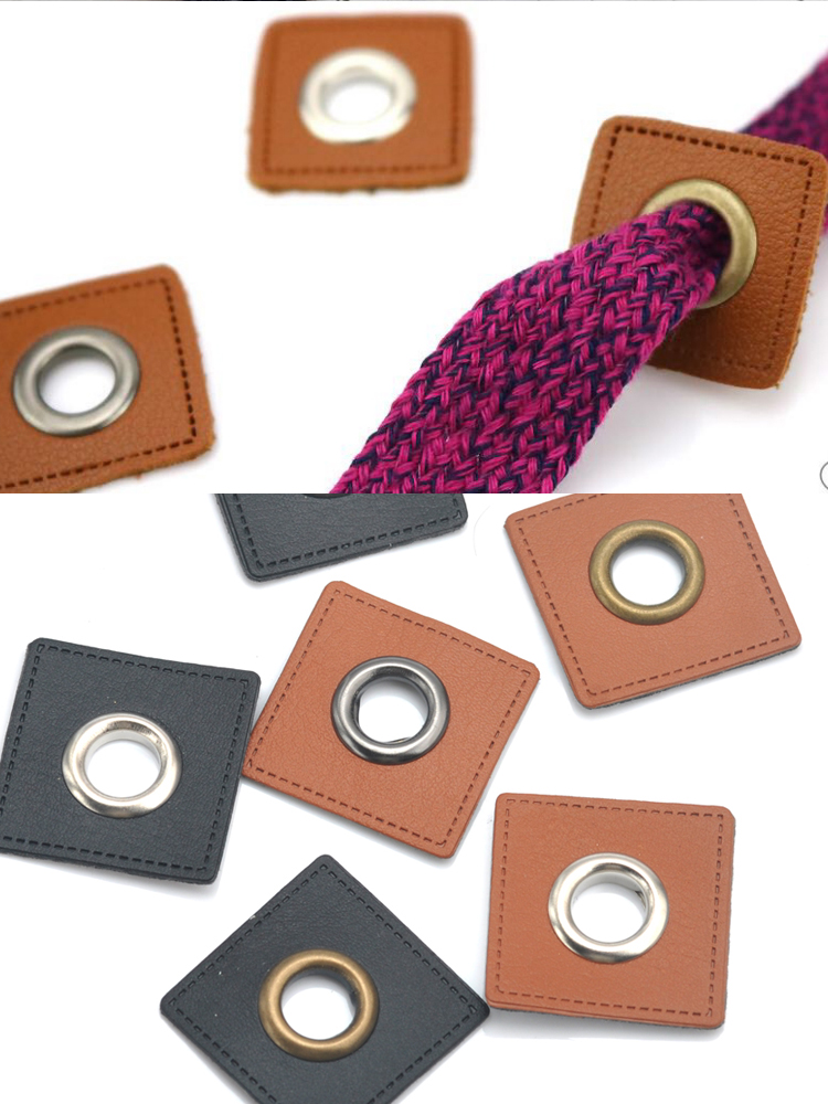 Leatherwork Eyelets - 30 ピース/ロット 27/37 ミリメートル正方形ブラック/ブラウン Pu レザー縫製バッジパッチラベルインナー