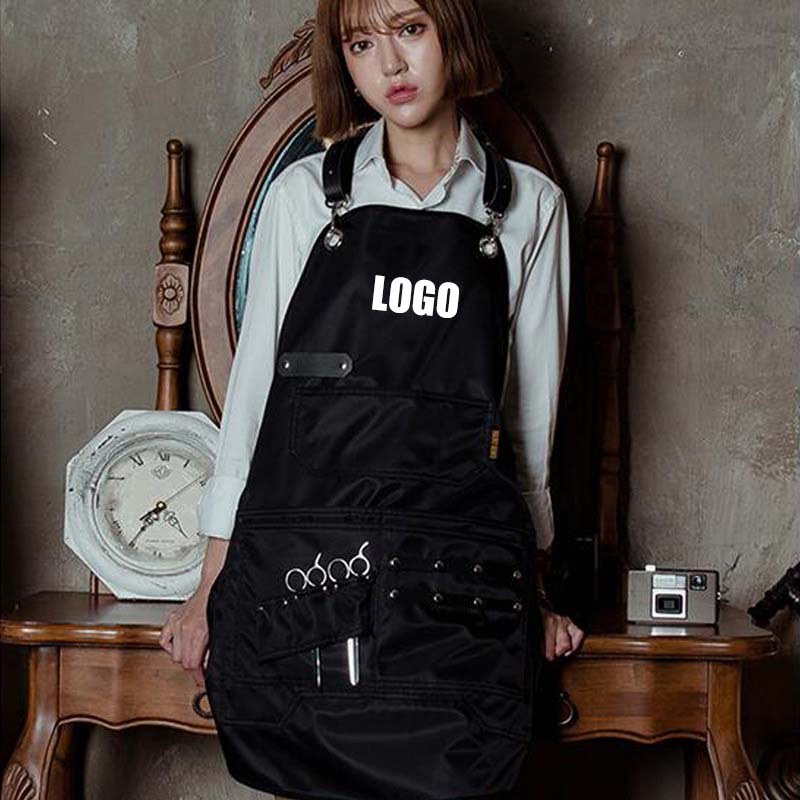 Leather Work Factory - 工場供給カスタマイズされた防水ファッションサロン理容エプロンバックストラップPUレザー理容作業エプロン
