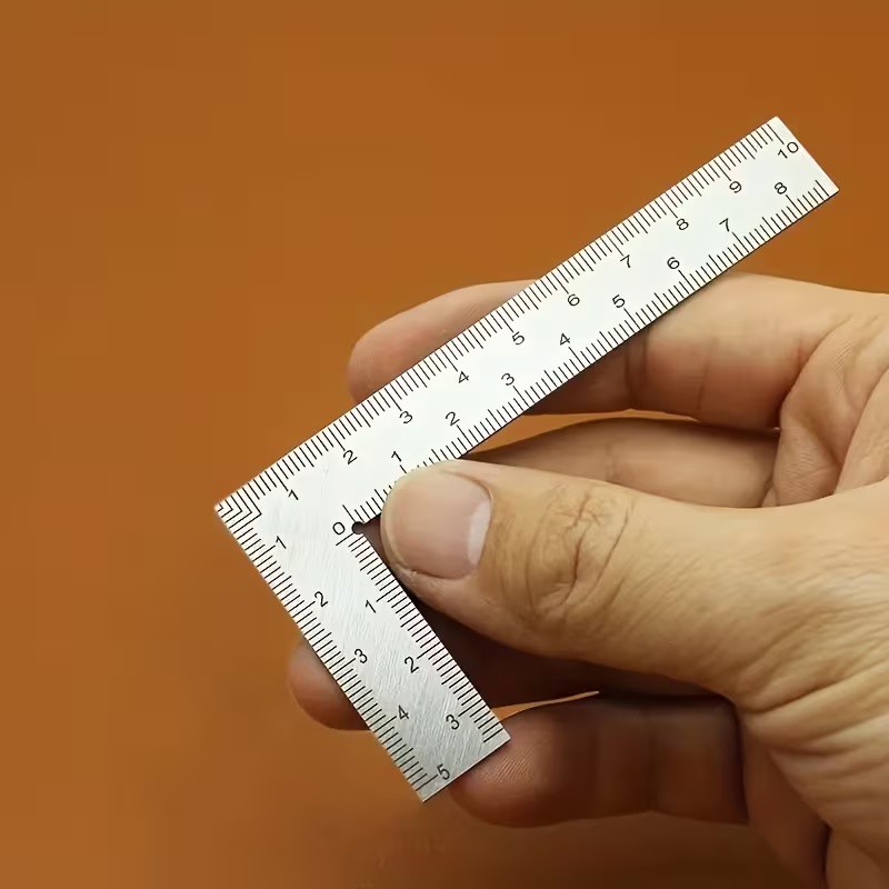 Leatherwork Ruler - ミニL字型ステンレス定規 - レザークラフトや小物測定用の高精度厚型直角ツール