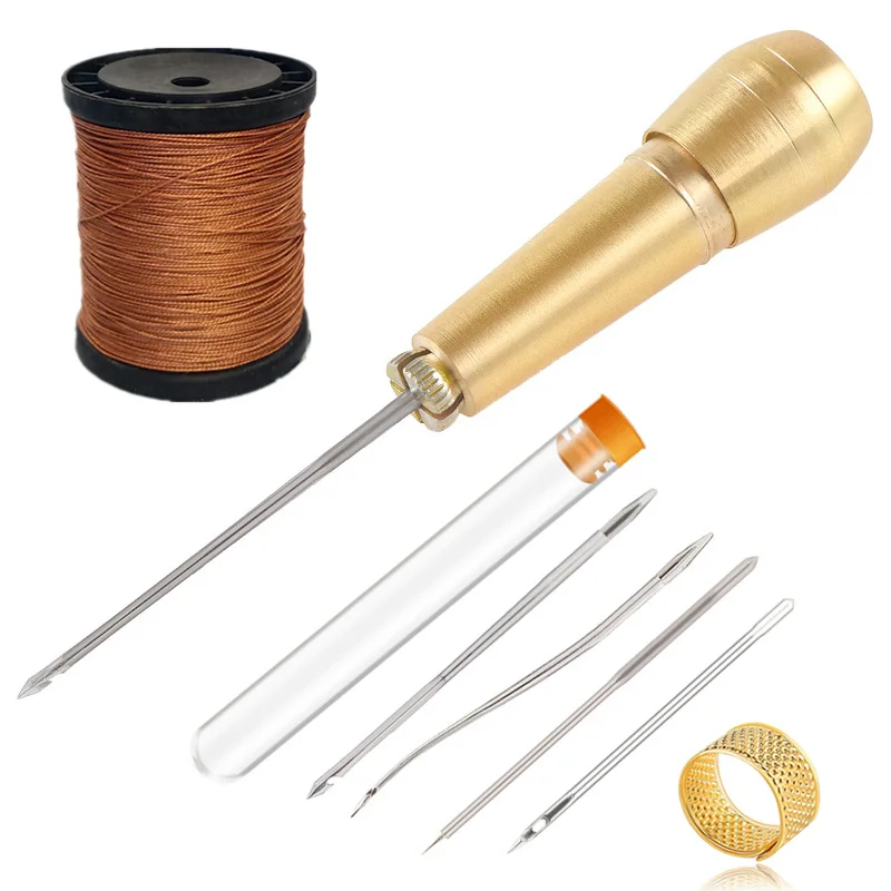 銅製の針が付いたソーイングキット,布,テント,修理ツール,ナ - Leatherwork Needles のレビューと価格