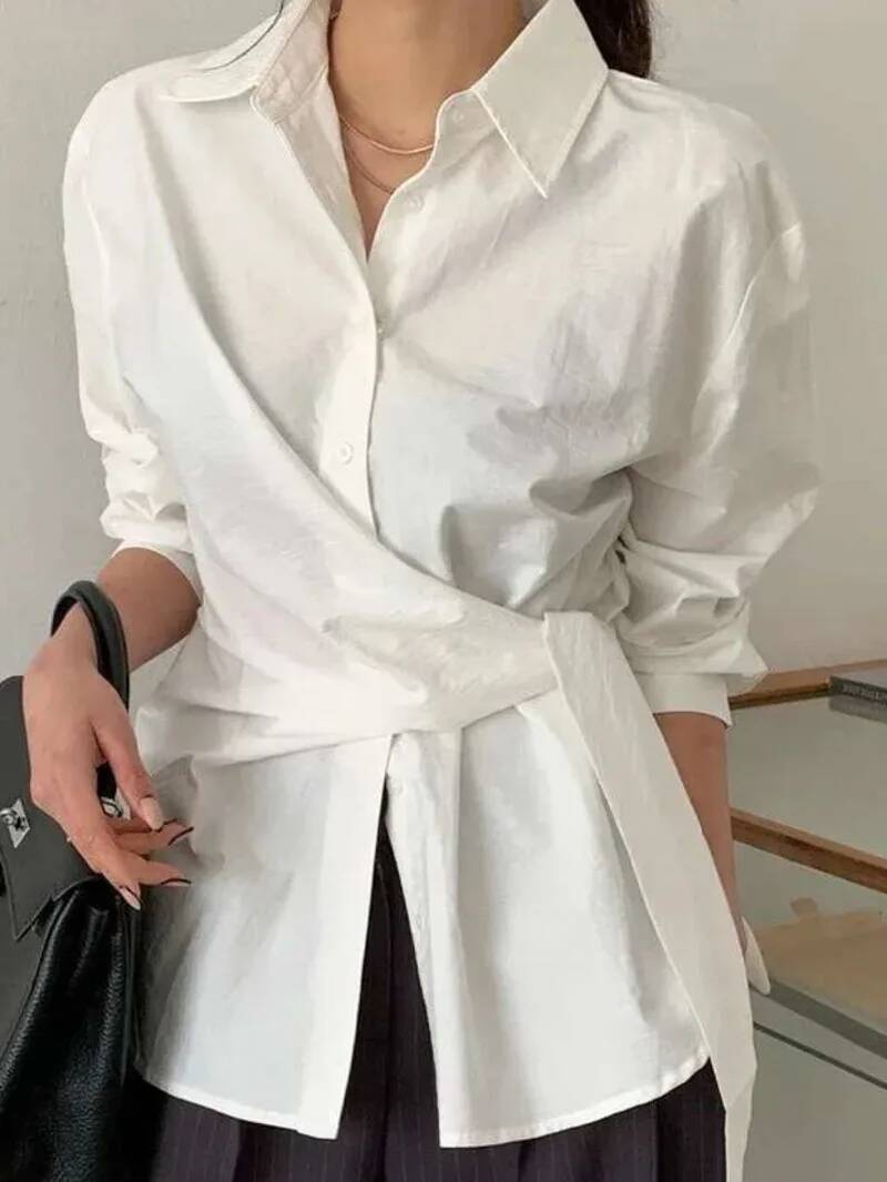 スタイル気質フレンチシャツ女性ファッション2025新作ラペル - Leatherwork In French のレビューと価格