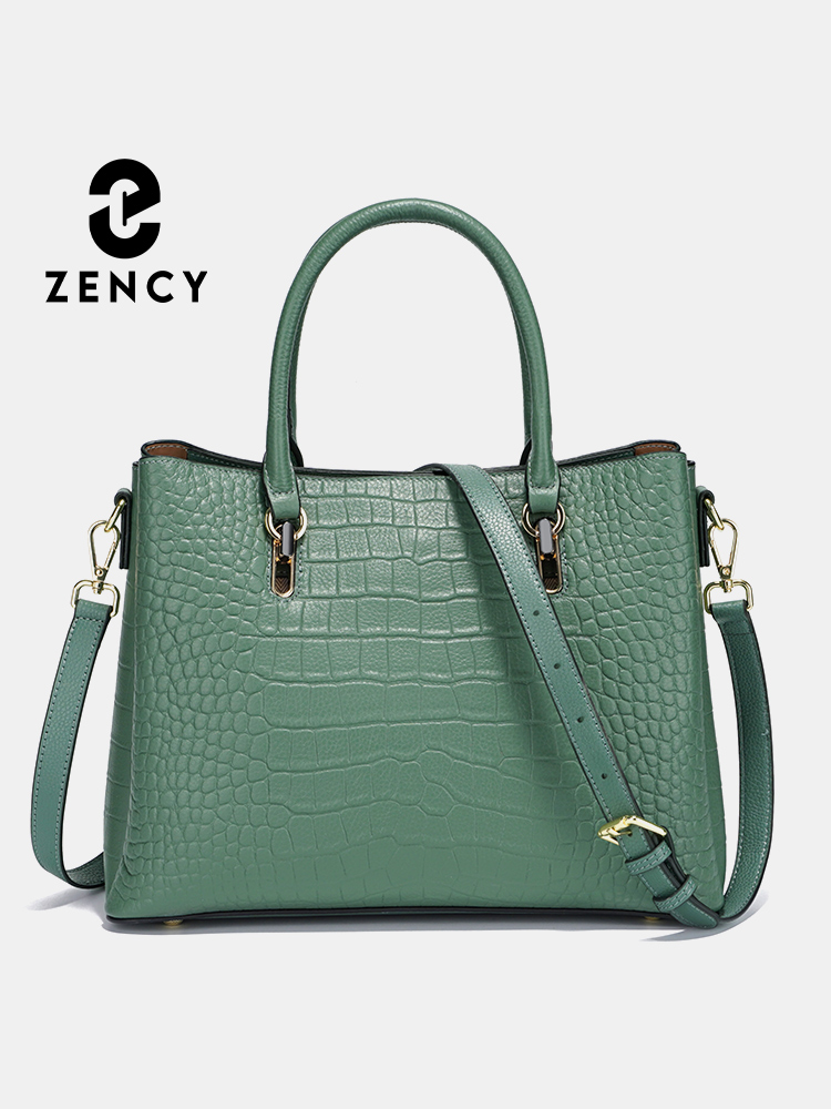 Zency レディース 本革 トップハンドルバッグ グリーン - Leather Work Handbag のレビューと価格