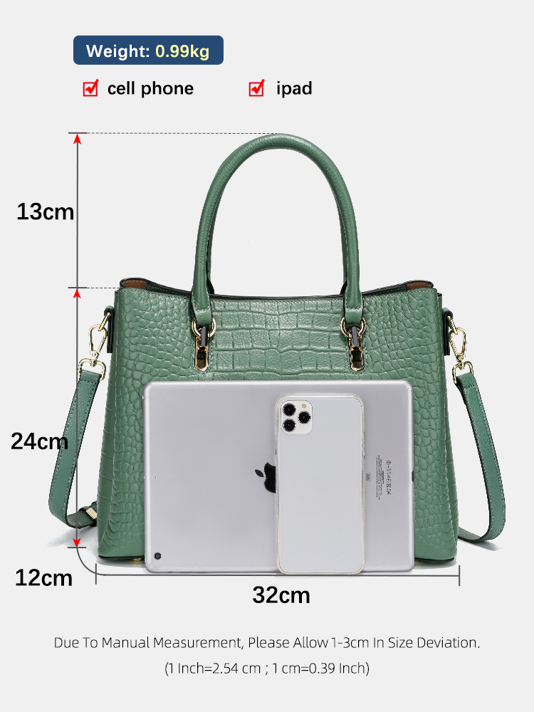 Zency レディース 本革 トップハンドルバッグ グリーン - Leather Work Handbag のレビューと価格