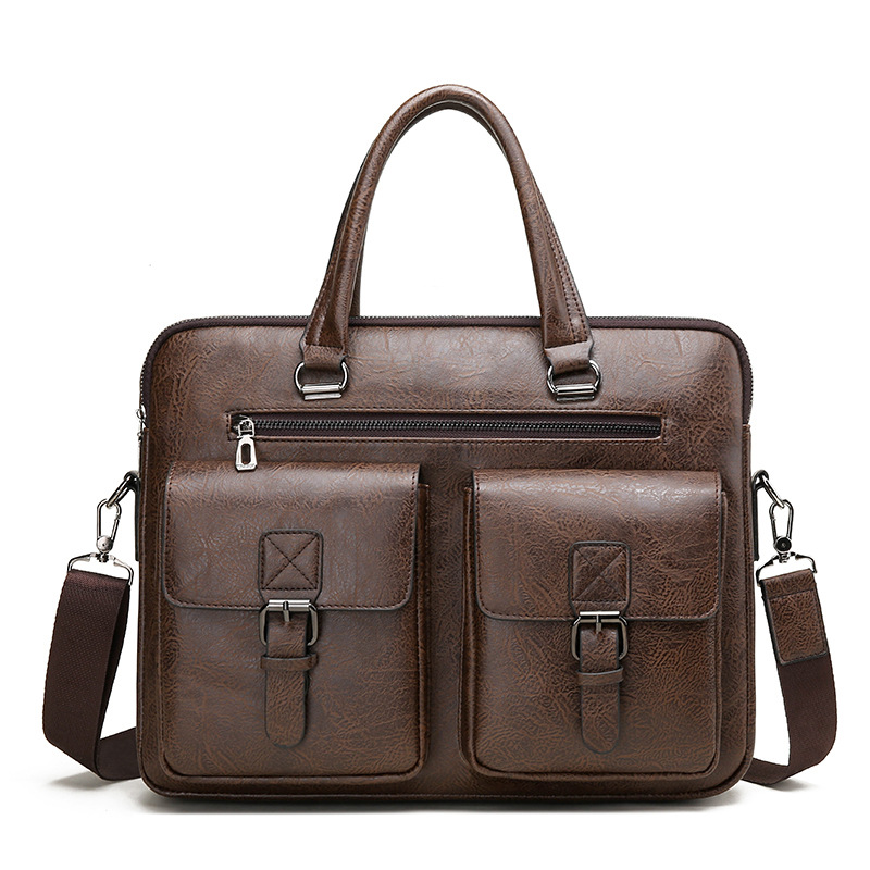 男性用PUレザービジネスブリーフケース,ショルダーバッグ,ラ - Leather Work Handbag のレビューと価格