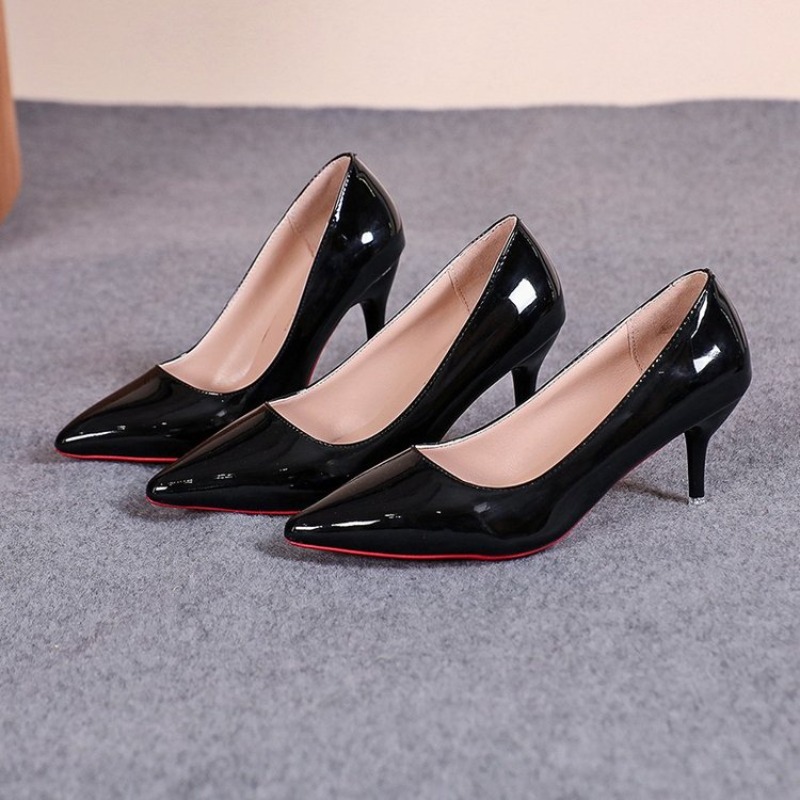 セクシーなポインテッドトゥパテントレザーハイヒール、上品な女 - Leather Work Women Shoes のレビューと価格
