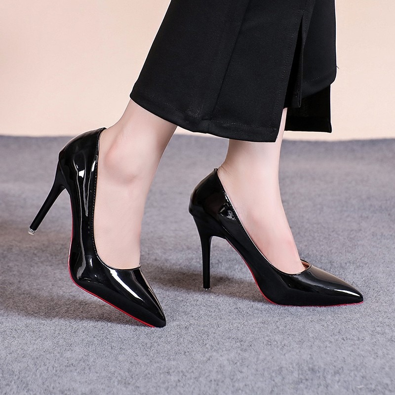 セクシーなポインテッドトゥパテントレザーハイヒール、上品な女 - Leather Work Women Shoes のレビューと価格
