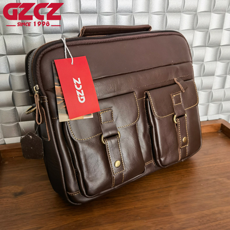 GZCZ メンズハンドバッグレジャービジネスコンピュータバッ - Leather Work Handbag のレビューと価格