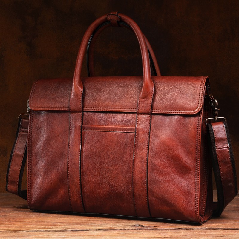 ベジタブルタンニンなめし革ハンドバッグメンズメッセンジャーバ - Leather Work Handbag のレビューと価格