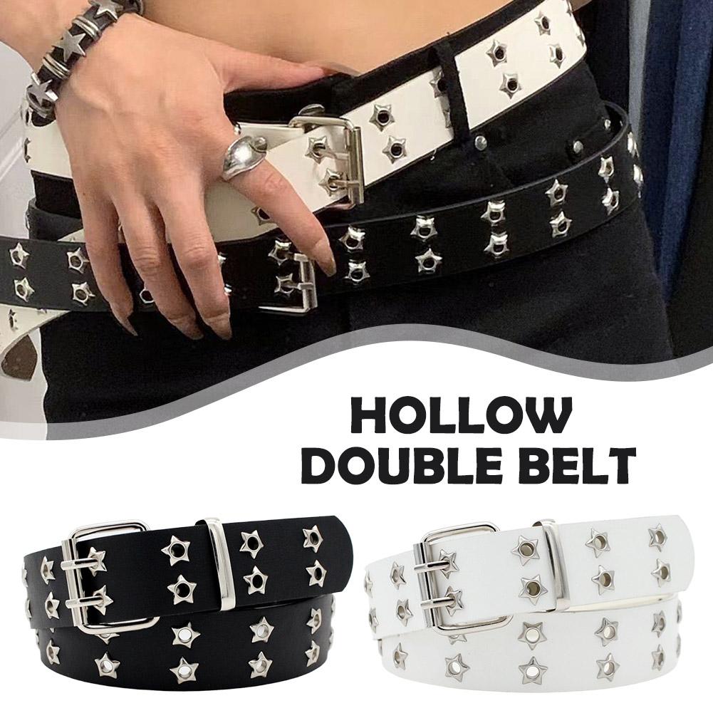 Y2Kパンクリベットレザーベルト、ダブルロウスターメタルアイ - Leatherwork Eyelets のレビューと価格