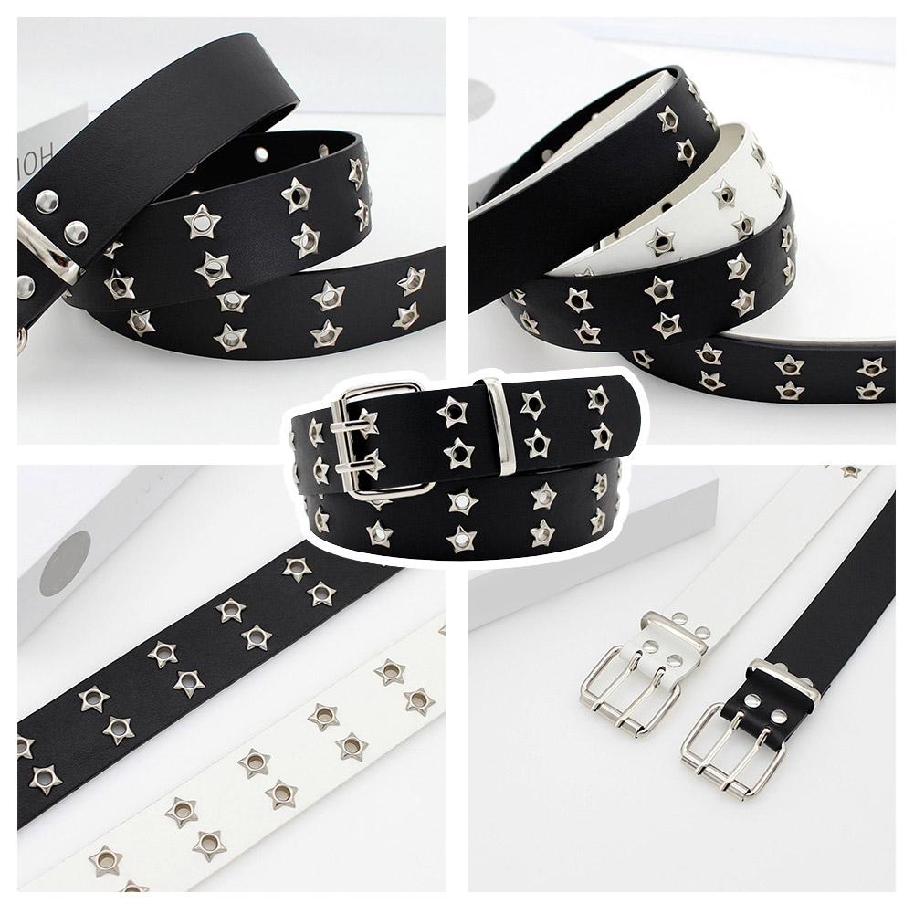 Y2Kパンクリベットレザーベルト、ダブルロウスターメタルアイ - Leatherwork Eyelets のレビューと価格