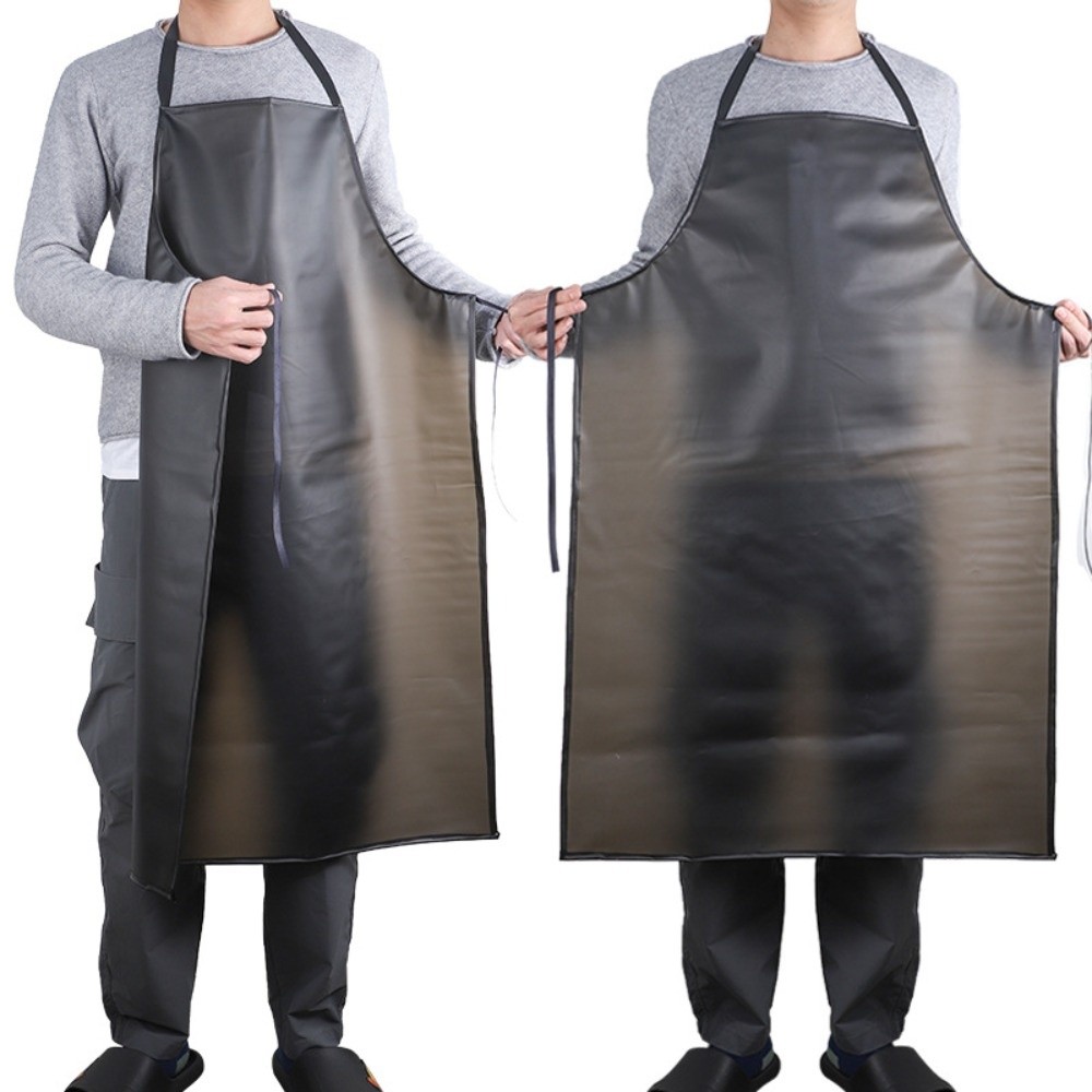 PVC防水耐油エプロン ウエスト丈長め ブラックレザー 工場 - Leather Work Factory のレビューと価格