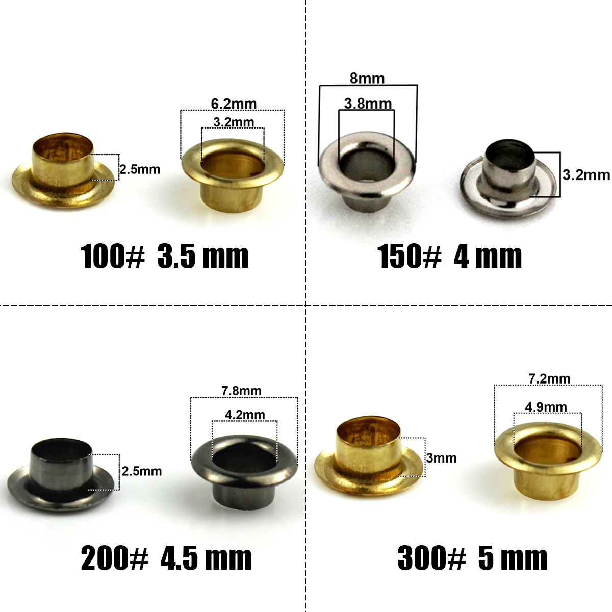 100セット 4mm真鍮製アイレット（ワッシャー付き）革工芸 - Leatherwork Eyelets のレビューと価格