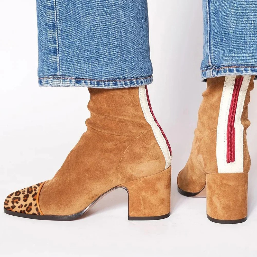 スエードレザーの女性のブーツポインテッドトゥジッパー付きウエ - Leather Work Women Shoes のレビューと価格