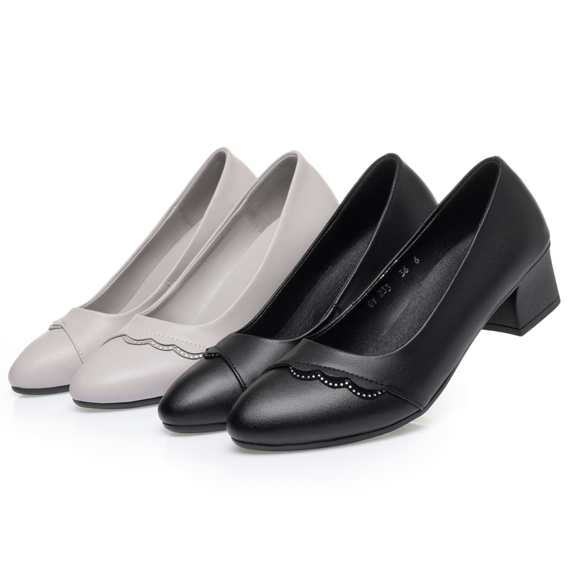 AIYUQI レディース本革パンプス エレガントなブロックヒ - Leather Work Women Shoes のレビューと価格