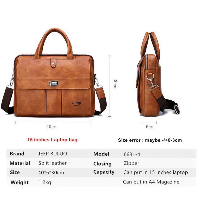 Jeep Buluo メンズ レザー ブリーフケース 14  - Leather Work Handbag のレビューと価格
