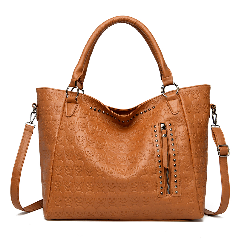 パンクスカルクロスボディバッグ PU レザースタッズファッシ - Leather Work Handbag のレビューと価格