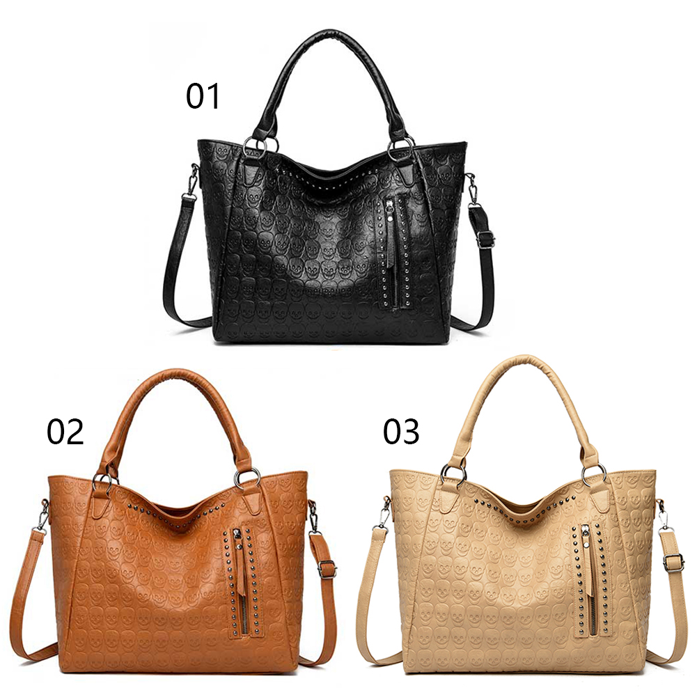 パンクスカルクロスボディバッグ PU レザースタッズファッシ - Leather Work Handbag のレビューと価格