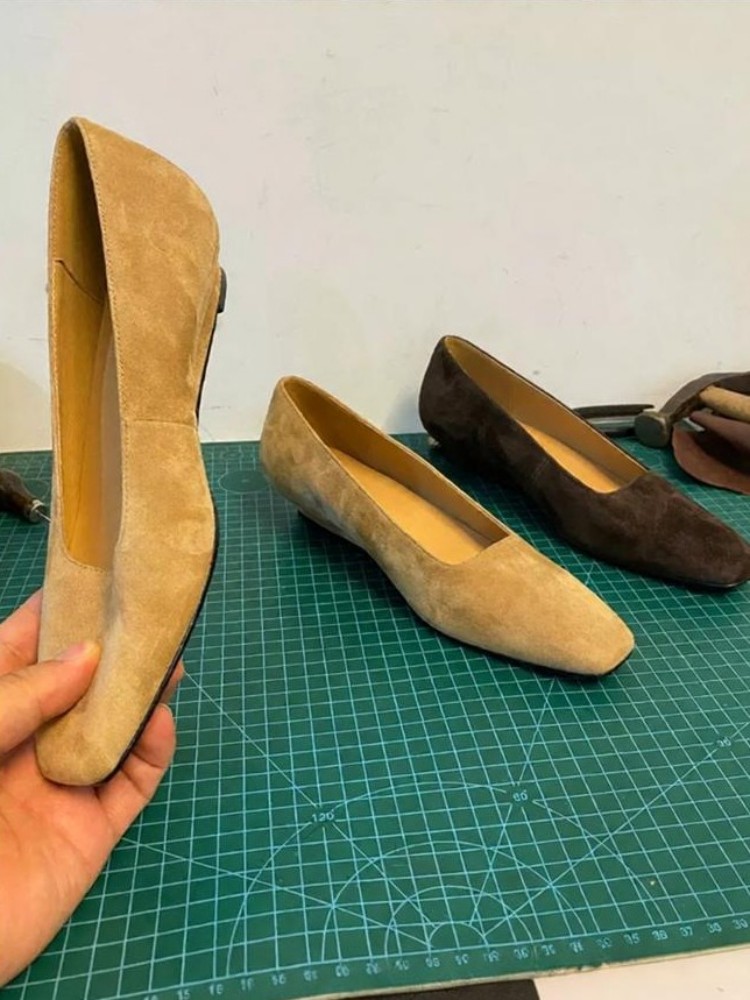 オフィスレディー向け エレガント スクエアトゥ シープスキン - Leather Work Women Shoes のレビューと価格