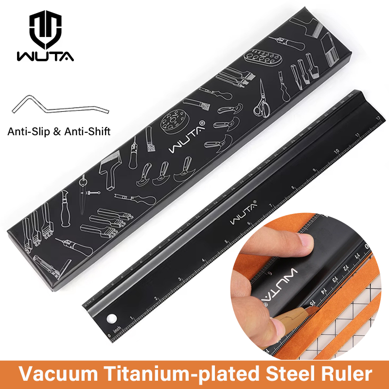 WUTA 革切断定規安全定規チタンメッキステンレス鋼保護定規 - Leatherwork Ruler のレビューと価格