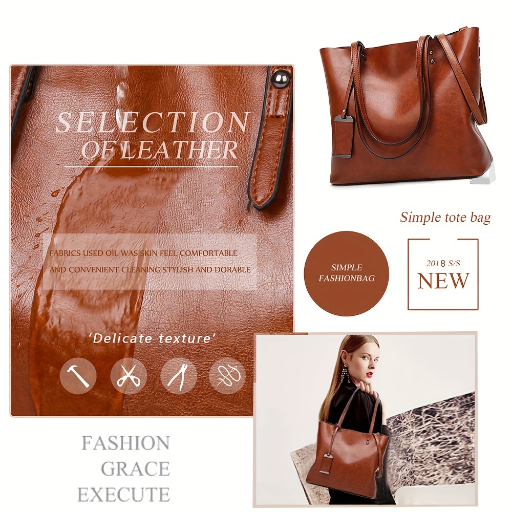 女性のためのクラシックなレトロな革のハンドバッグ,ファッショ - Leather Work Handbag のレビューと価格