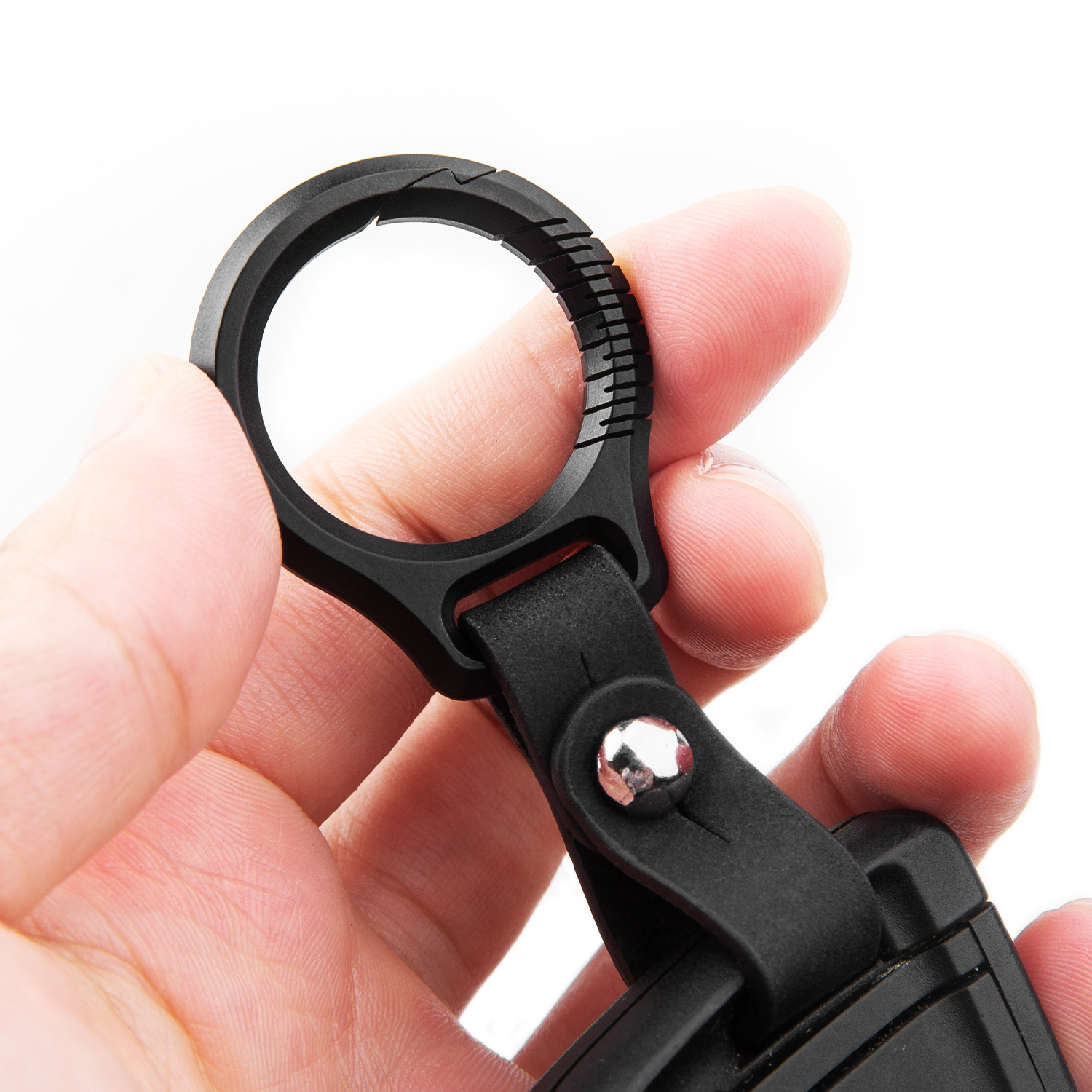 男性用ブラックチタンキーチェーン,高級レザーキーホルダー,軽 - Leatherwork Ruler のレビューと価格
