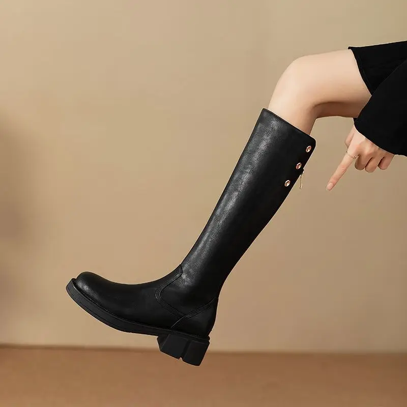 秋冬ミドルヒールレディースニーハイ丈防水PUファッション20 - Leather Work Women Shoes のレビューと価格